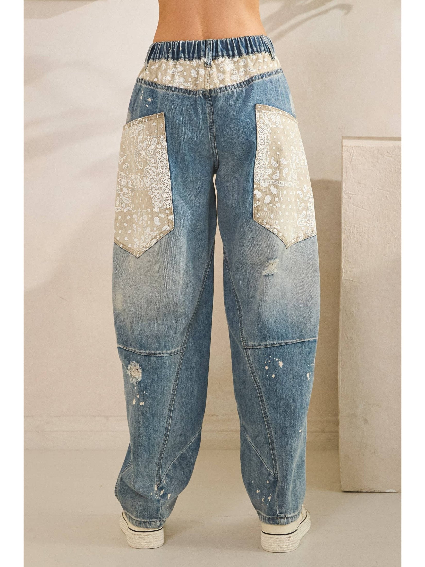 WASHED BIG EXTENDED POCKET PANTS