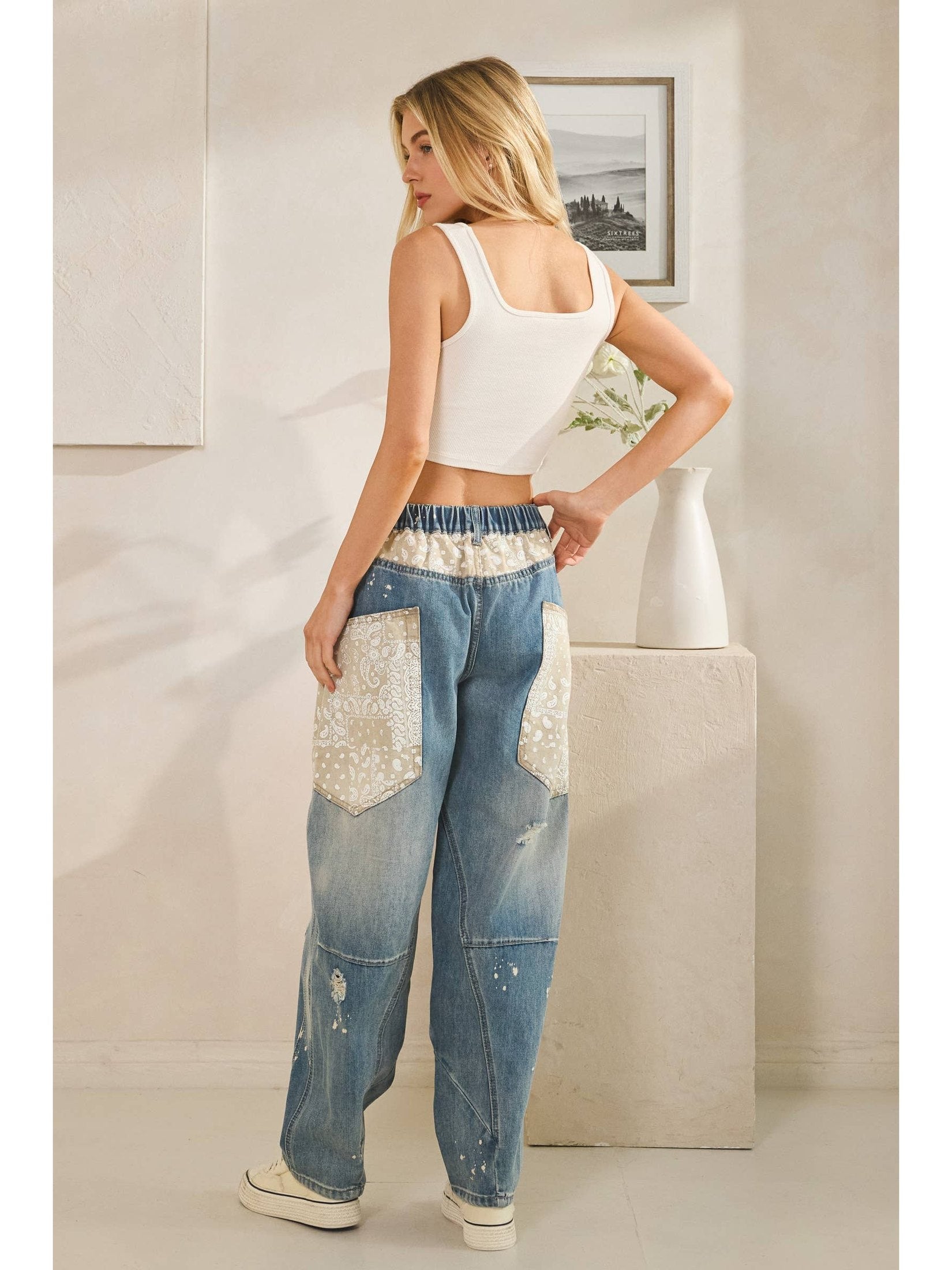 WASHED BIG EXTENDED POCKET PANTS